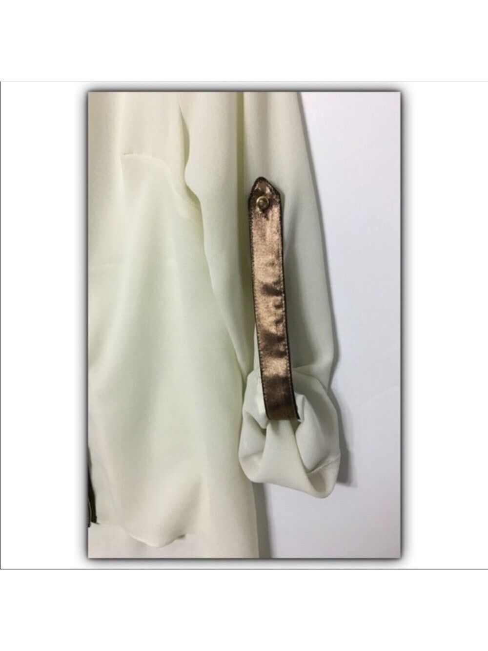 Mustard Seed semi sheer copper trim blouse size S - Picture 3 of 4